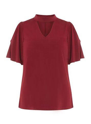 Dorothy Perkins Berry Cold Shoulder Choker Top