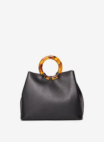 Dorothy Perkins Black Tortoiseshell Handle Mini Tote Bag