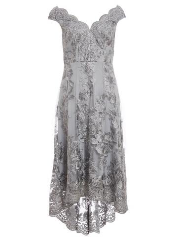 Dorothy Perkins *grey Embroidered Bardot Dress