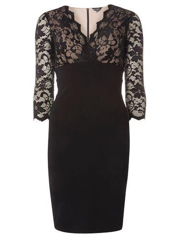 Dorothy Perkins *scarlett B Black 2 Tone 'chloe' Pencil Dress
