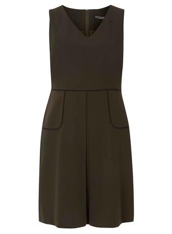 Dorothy Perkins Khaki Box Pleat Skater Dress