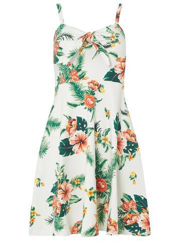 Dorothy Perkins Petite Multi Coloured Tropical Print Fit And Flare Dress