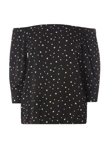 Dorothy Perkins Black Star Print Bardot Top