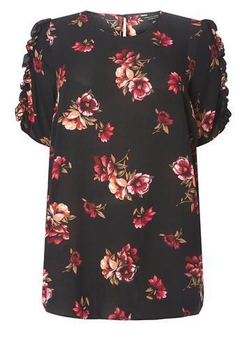 Dorothy Perkins *dp Curve Floral Ruffle Shoulder Top