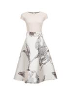 *luxe Silver Jacquard Midi Prom Dress