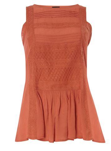 Dorothy Perkins *vila Rust Lace Insert Blouse