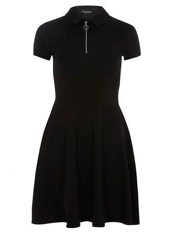 Dorothy Perkins Black Zip Fit And Flare Dress
