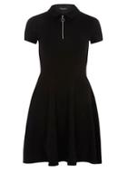 Dorothy Perkins Black Zip Fit And Flare Dress