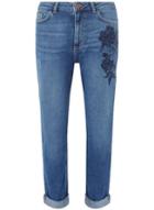 Dorothy Perkins Midwash Floral Embroidered Mom Jeans