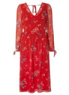 Dorothy Perkins Red Floral Midi Fit And Flare Dress
