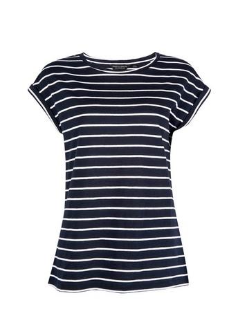 Dorothy Perkins Navy Stripe Print Roll Sleeve T-shirt