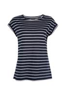 Dorothy Perkins Navy Stripe Print Roll Sleeve T-shirt