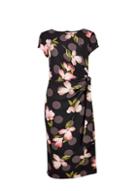 *lily & Franc Black Bloom Print Belted Bodycon Dress