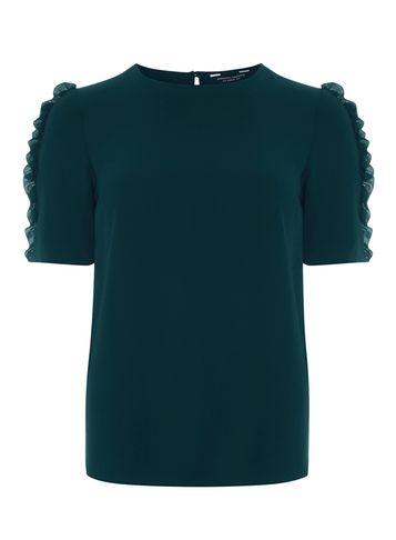 Dorothy Perkins Green Frill Sleeve Woven T-shirt