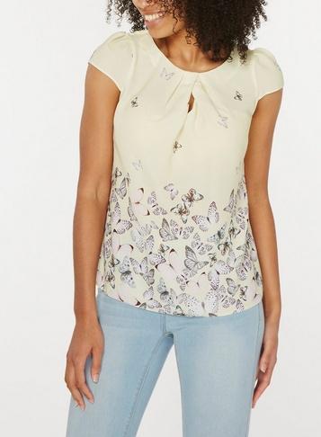 *billie & Blossom Yellow Butterfly Shell Top