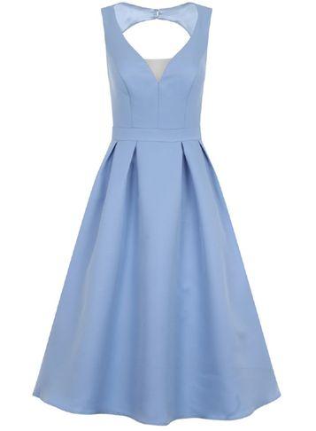 Dorothy Perkins *chi Chi London Blue Plunge Open Back Dress