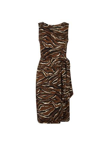 Dorothy Perkins Chocolate Tie Side Zebra Print Pencil Dress