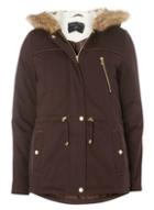 Dorothy Perkins Chocolate Quilted Short Parka Coat