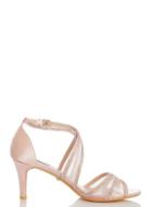 *quiz Pink Diamante Mid Heel Sandals