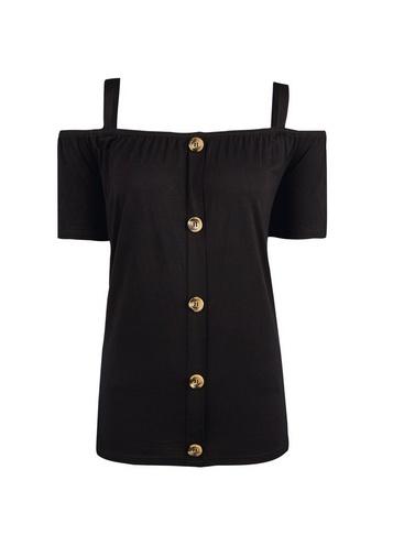 Dorothy Perkins Black Soft Cold Shoulder Top