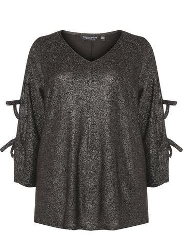 Dorothy Perkins *dp Curve Silver Sparkle Tie Sleeve Top