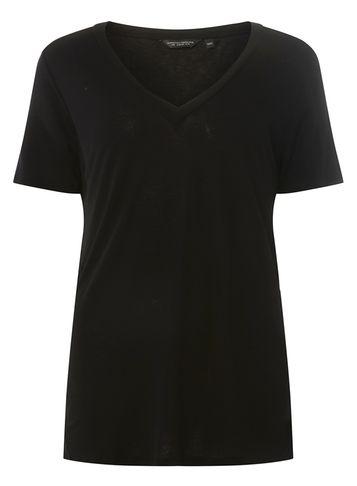 Dorothy Perkins Black Viscose V-neck T-shirt