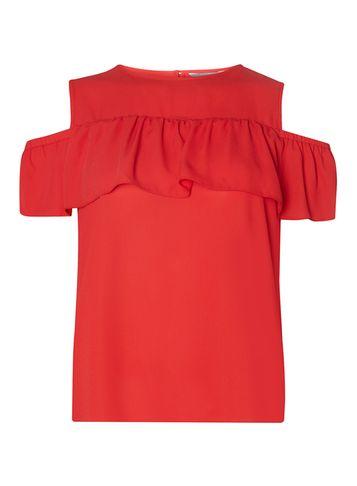 Dorothy Perkins Petite Red Cold Shoulder Top