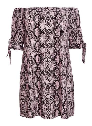 *quiz Curve Pink And Black Snake Print Tunic Drees