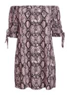 *quiz Curve Pink And Black Snake Print Tunic Drees