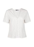 Dorothy Perkins *white Broderie Button Through Top