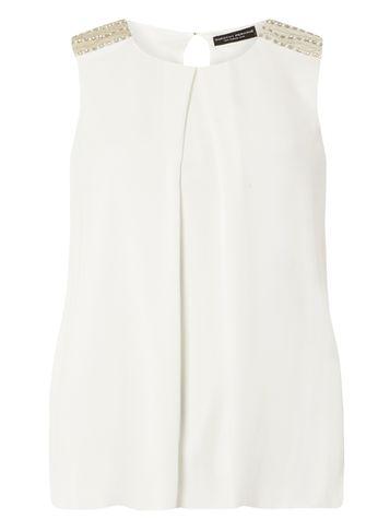 Dorothy Perkins Ivory Embellished Shoulder Top