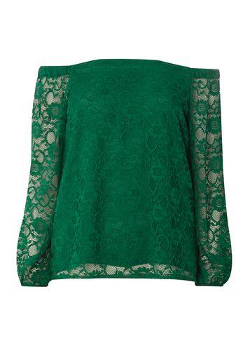 Dorothy Perkins Green Lace Bardot Top