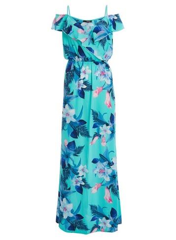 *quiz Multi Colour Cold Shoulder Frill Maxi Dress