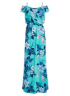 *quiz Multi Colour Cold Shoulder Frill Maxi Dress
