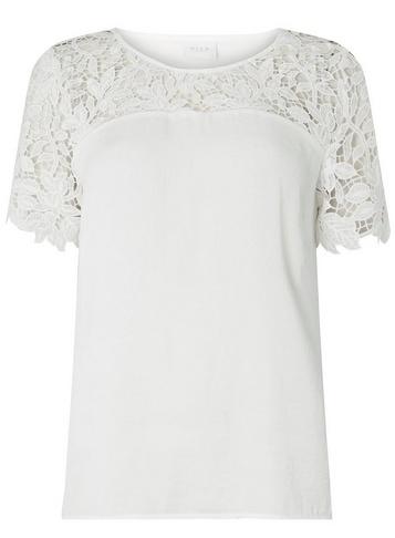 *vila White Lace Yoke Top
