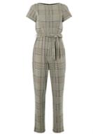 Dorothy Perkins Grey Check Belted Jumpsuit