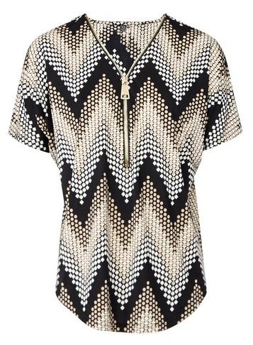 *izabel London Multi Coloured Zip Front Chevron Top