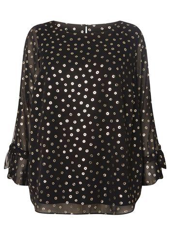 Dorothy Perkins Dp Curve Black Gold Spot Blouse