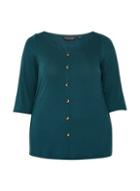 Dorothy Perkins *dp Curve Teal V-neck Button Top
