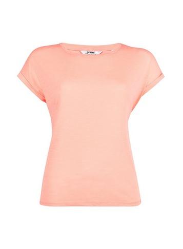 Dorothy Perkins Petite Coral Neon Roll Sleeve T-shirt