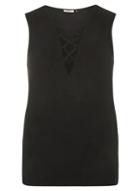 Dorothy Perkins *only Black Lace Up Knitted Vest Top