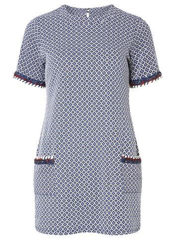 Dorothy Perkins Navy Geometric Print Trim Tunic