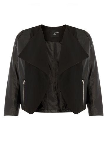 Dorothy Perkins Dp Curve Black Pu Waterfall Jacket