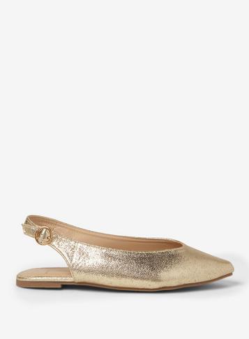 Dorothy Perkins Wide Fit Gold Pixie Pumps