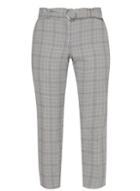 Dorothy Perkins Petite Grey Checked Belted Ankle Grazer Trousers
