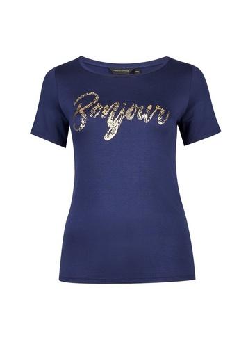Dorothy Perkins *dp Curve Navy 'bonjour' Motif Top