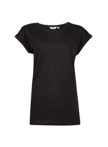 Dorothy Perkins *tall Black Roll Sleeve Cotton T-shirt