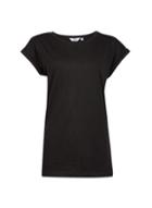 Dorothy Perkins *tall Black Roll Sleeve Cotton T-shirt