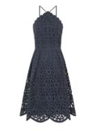 Dorothy Perkins *chi Chi London Blue Laser Cut Midi Dress