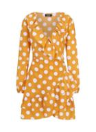 Girls On Film *girls On Film Yellow Polka Dot Print Frill Dress